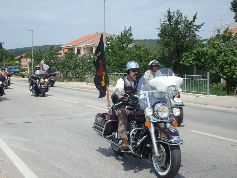 Harley Davidson parade passed Sukosan on the ride from Zadar to Dubrovnik. They pass by our agency Lotos Tours