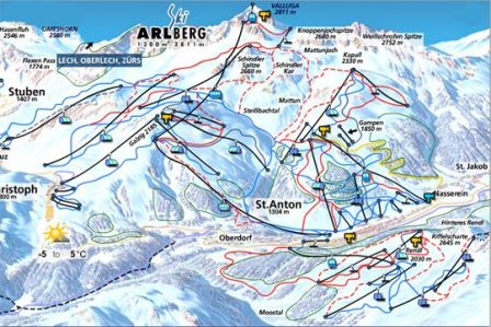karta skijališta Arlberg