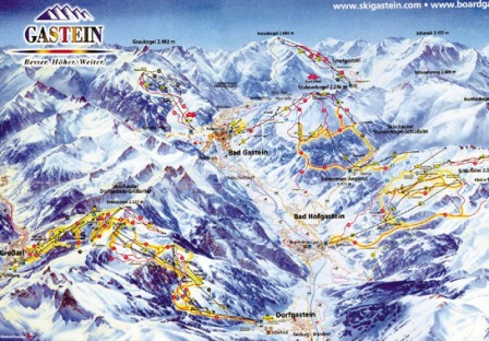 Skijanje Austrija - karta skijališta Gastein