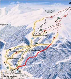 karta skijališta i staza Katschberg