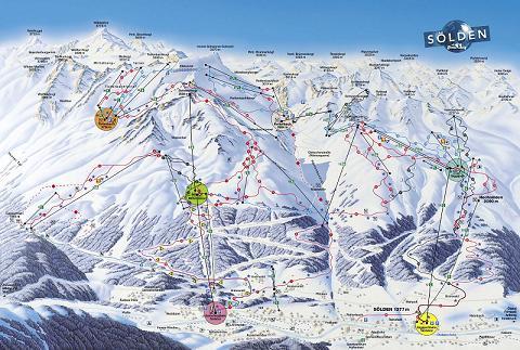 Skijanje Austrija Soelden karta skijalista