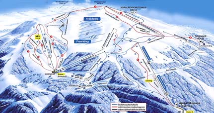 Koralpe Austrija mapa skijališta